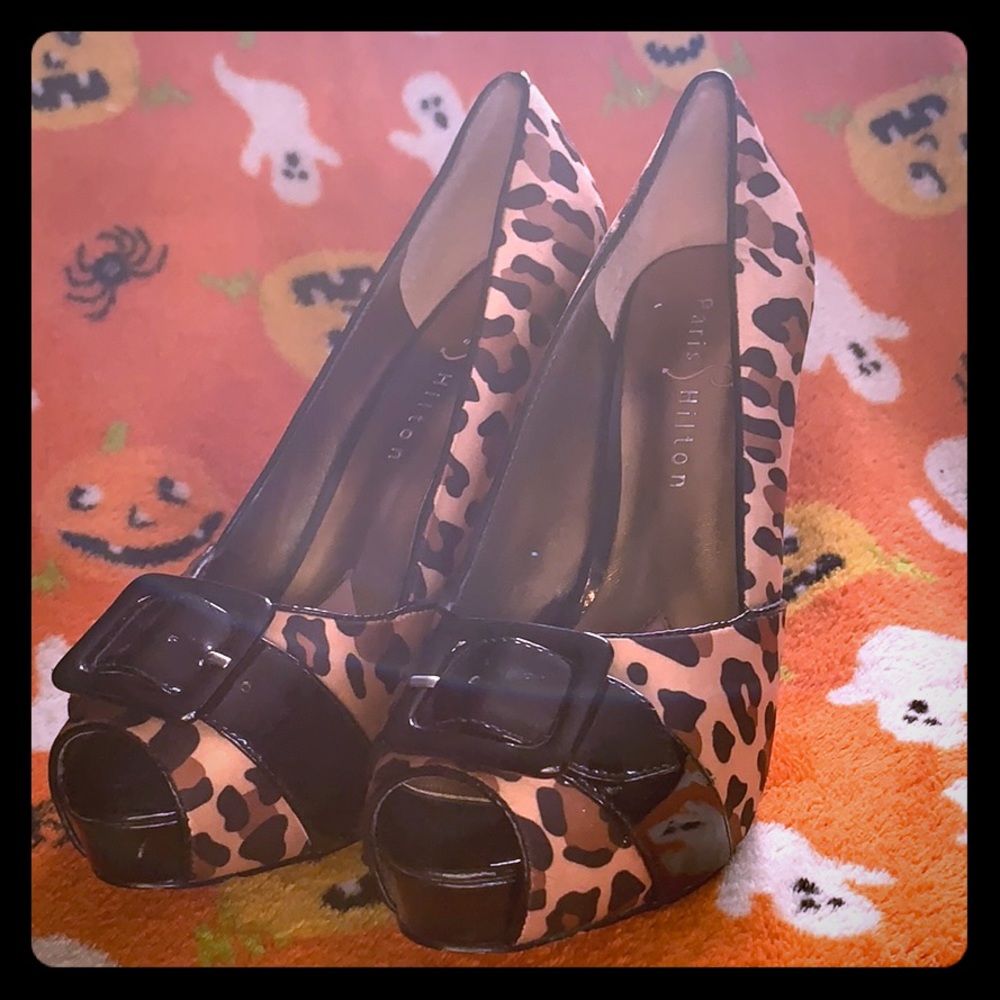 Paris Hilton platforms Leopard print
